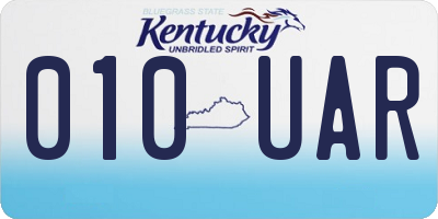KY license plate 010UAR