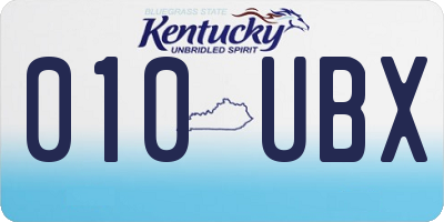 KY license plate 010UBX