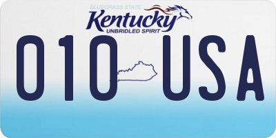 KY license plate 010USA