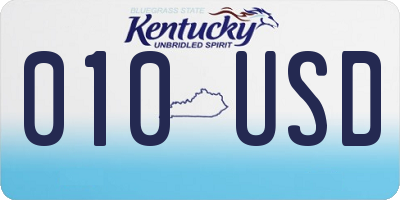 KY license plate 010USD