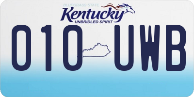 KY license plate 010UWB