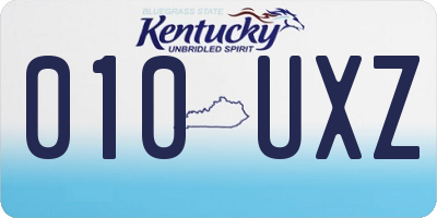 KY license plate 010UXZ