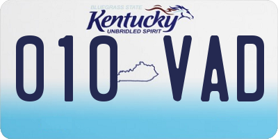 KY license plate 010VAD