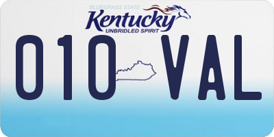 KY license plate 010VAL