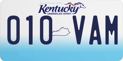 KY license plate 010VAM