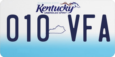 KY license plate 010VFA