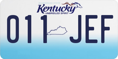 KY license plate 011JEF