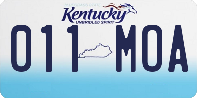 KY license plate 011MOA