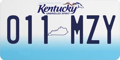KY license plate 011MZY