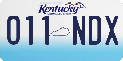 KY license plate 011NDX