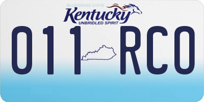 KY license plate 011RCO