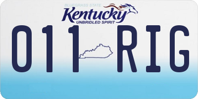 KY license plate 011RIG