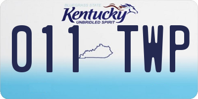 KY license plate 011TWP