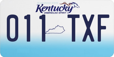 KY license plate 011TXF