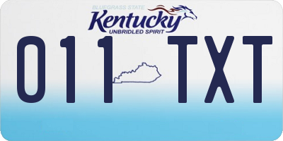 KY license plate 011TXT