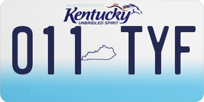 KY license plate 011TYF