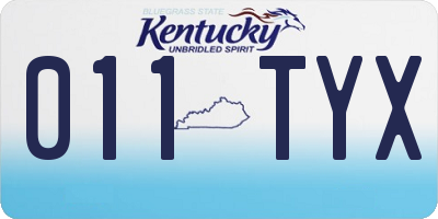 KY license plate 011TYX