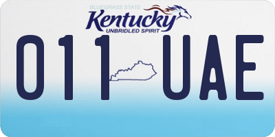 KY license plate 011UAE