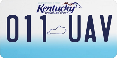 KY license plate 011UAV