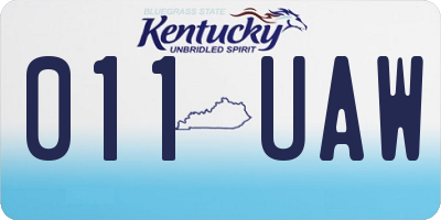 KY license plate 011UAW