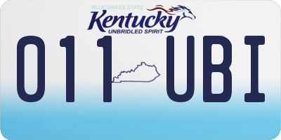 KY license plate 011UBI