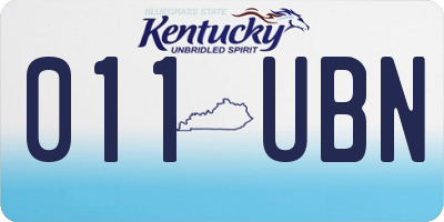 KY license plate 011UBN