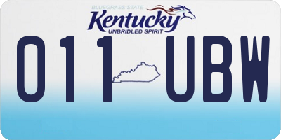 KY license plate 011UBW