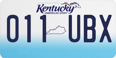 KY license plate 011UBX