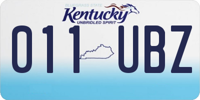 KY license plate 011UBZ