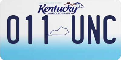 KY license plate 011UNC