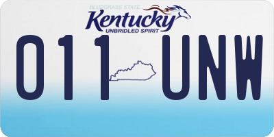 KY license plate 011UNW