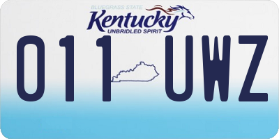 KY license plate 011UWZ