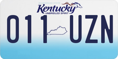 KY license plate 011UZN