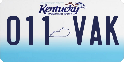 KY license plate 011VAK