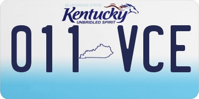 KY license plate 011VCE