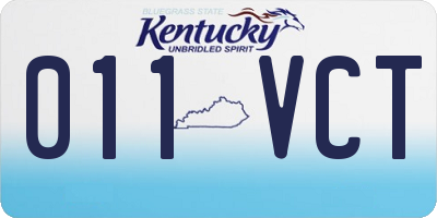 KY license plate 011VCT