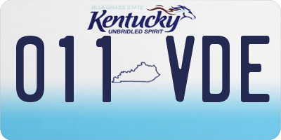 KY license plate 011VDE