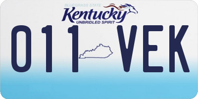 KY license plate 011VEK