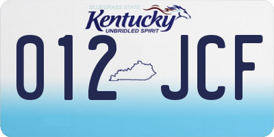 KY license plate 012JCF