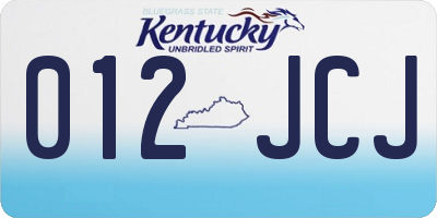 KY license plate 012JCJ