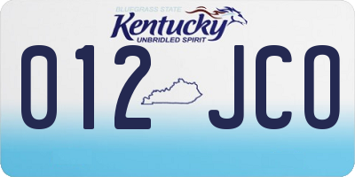 KY license plate 012JCO