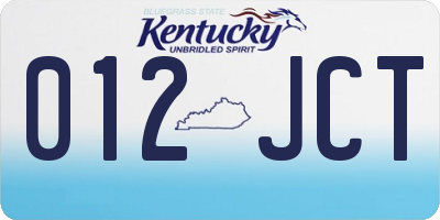 KY license plate 012JCT