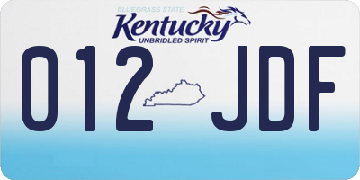 KY license plate 012JDF
