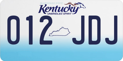 KY license plate 012JDJ