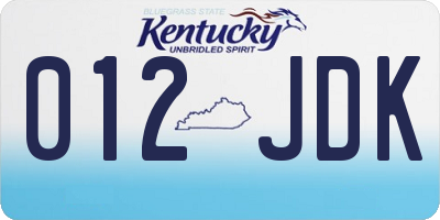 KY license plate 012JDK