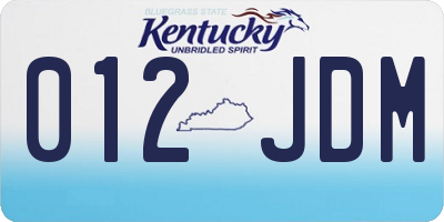 KY license plate 012JDM