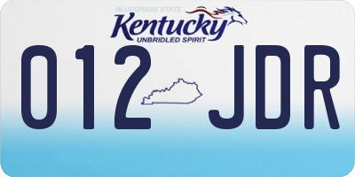 KY license plate 012JDR