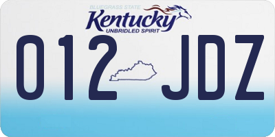 KY license plate 012JDZ