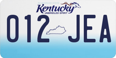 KY license plate 012JEA