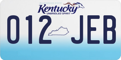 KY license plate 012JEB